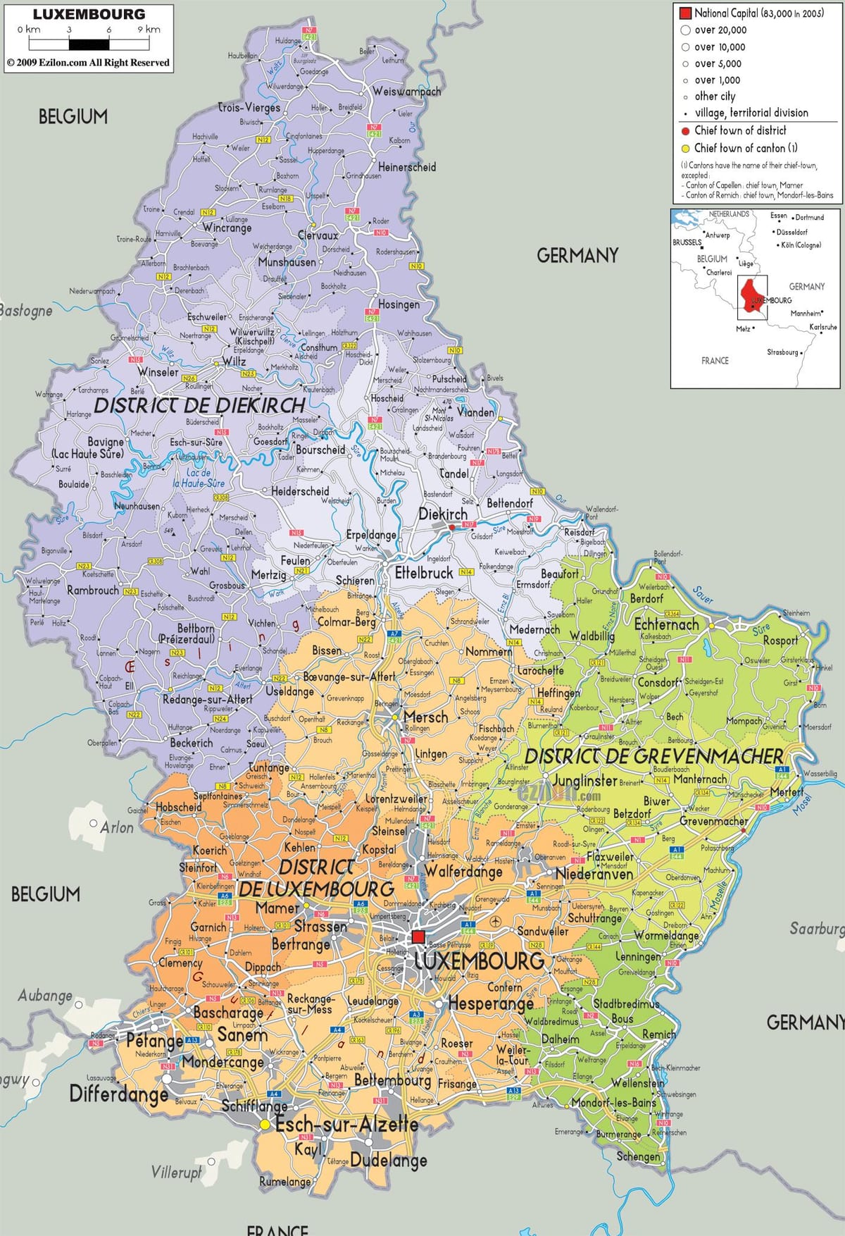 Луксембург земја мапа