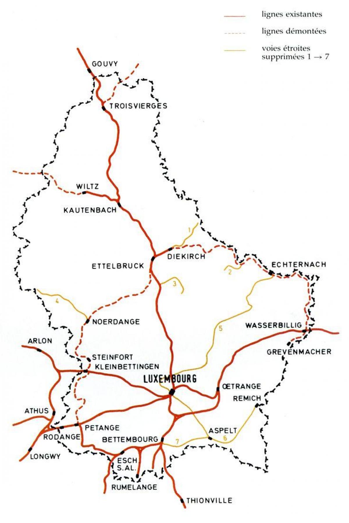 Луксембург железнички мапа