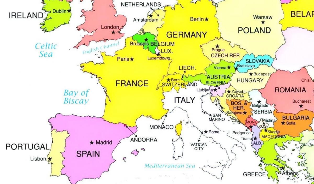 карта на европа покажува Луксембург