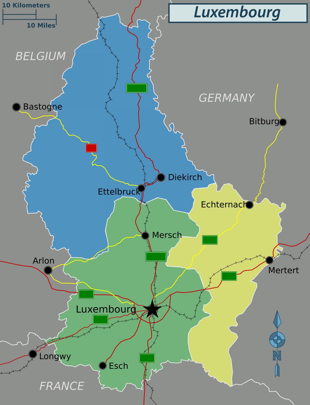карта на Луксембург политички