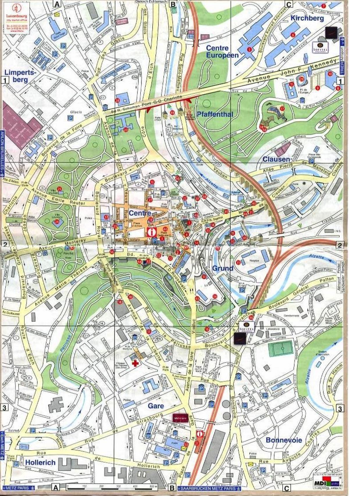 карта на Луксембург стариот град