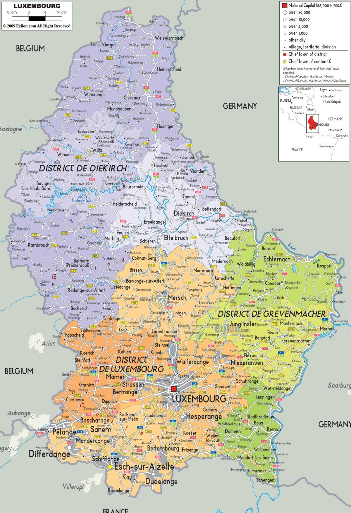 Луксембург земја мапа