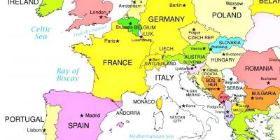 Карта на европа покажува Луксембург